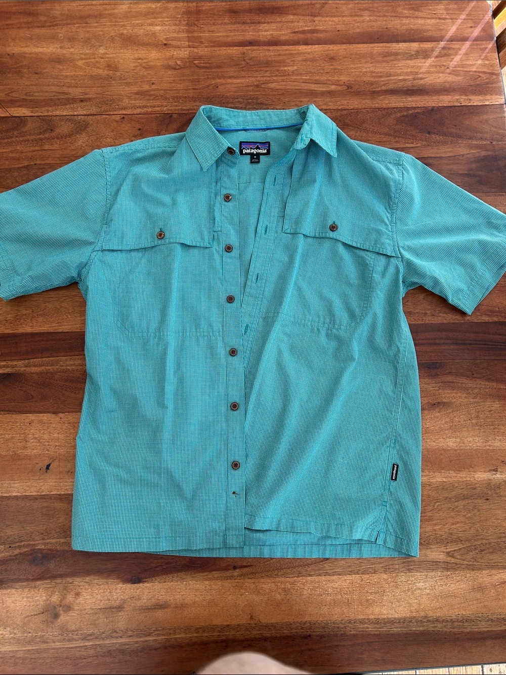 Patagonia Teal Green Short-Sleeve Button-Up Shirt